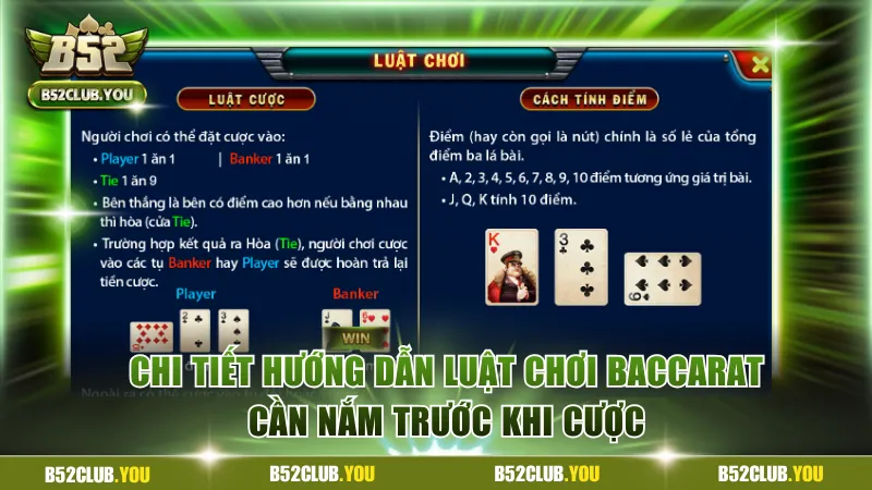 Chi tiết hướng dẫn luật chơi Baccarat cần nắm trước khi cược